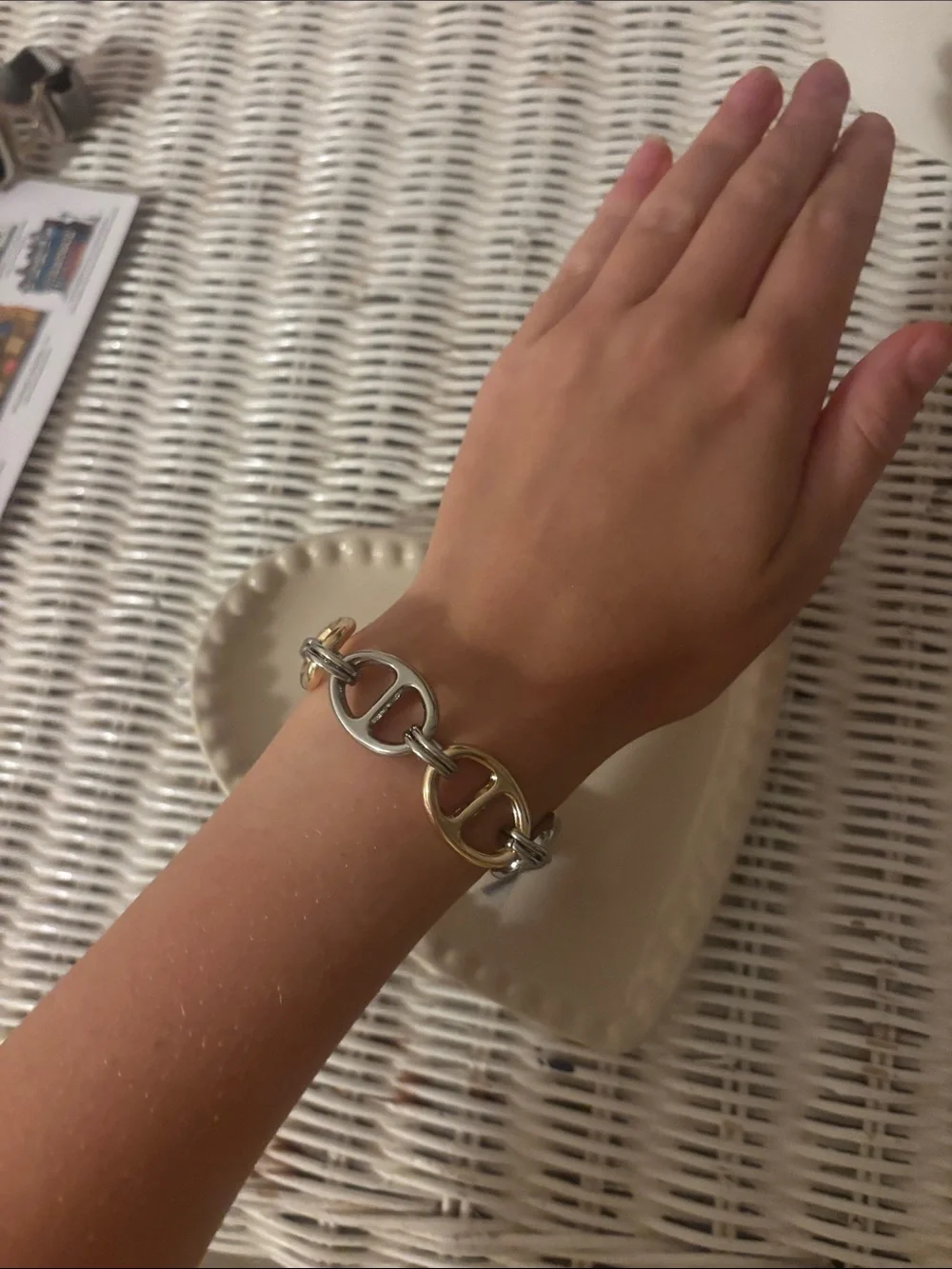 Chico's Two-Tone Link Bracelet in Gold and Silver